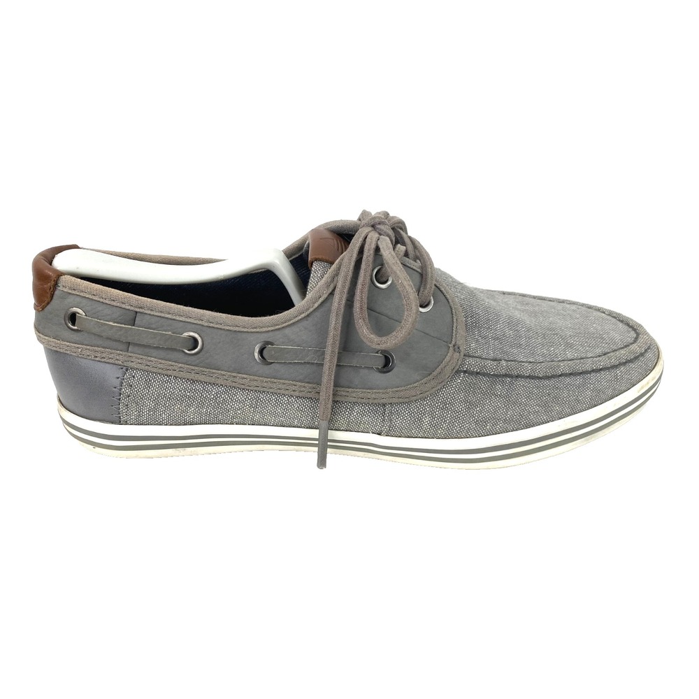 Aldo Loafers Men's 7.5 Gray Canvas Slip On Comfort Flats Boat Shoes 40 Excellent